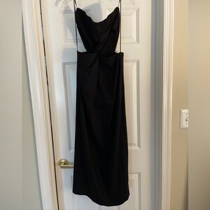 Zara Black Strapless Twist Front Maxi Dress with Cutouts L NWT Sold Out